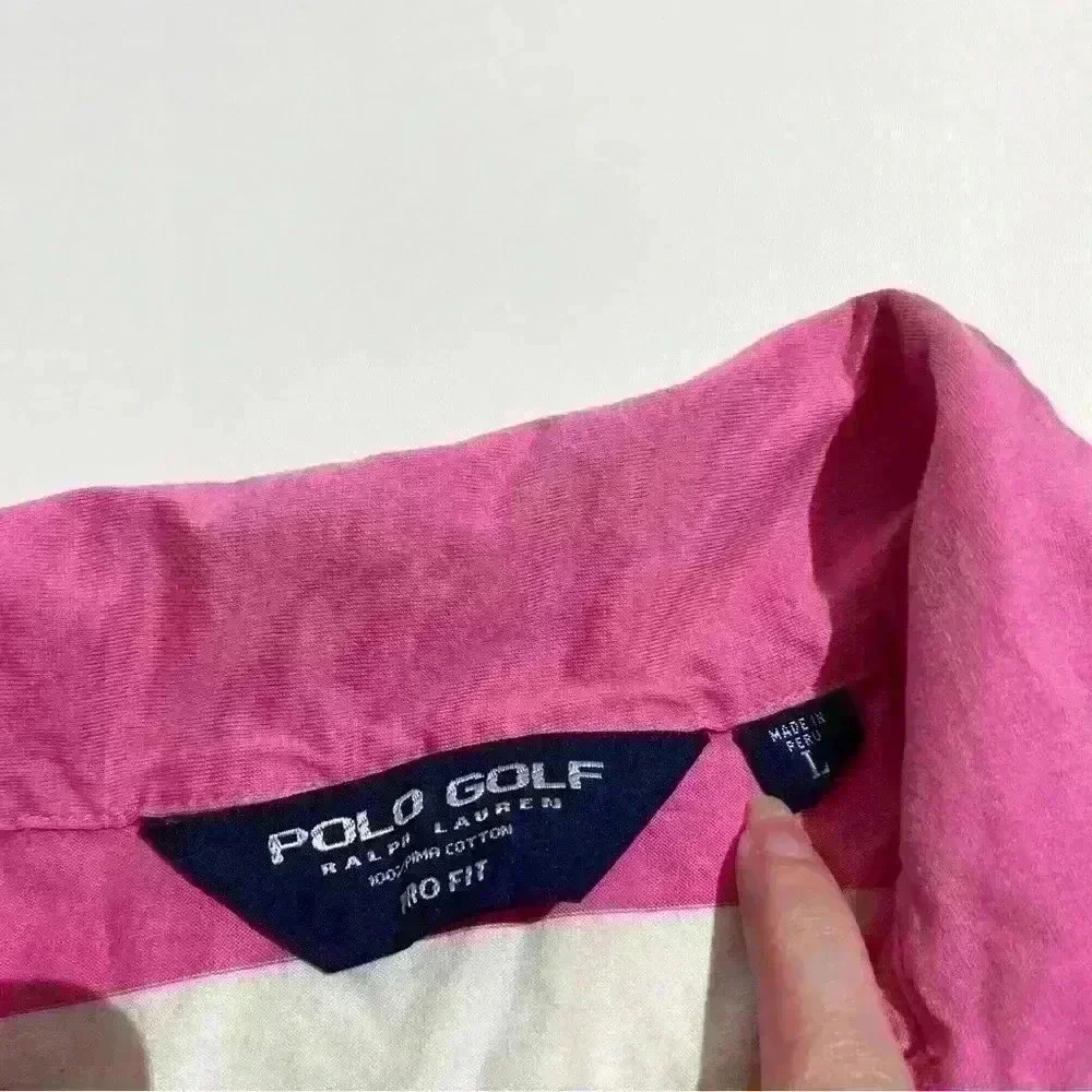 Vintage Polo Golf Ralph Lauren Mens Large Shirt Crest Striped Pima Cotton Rugby